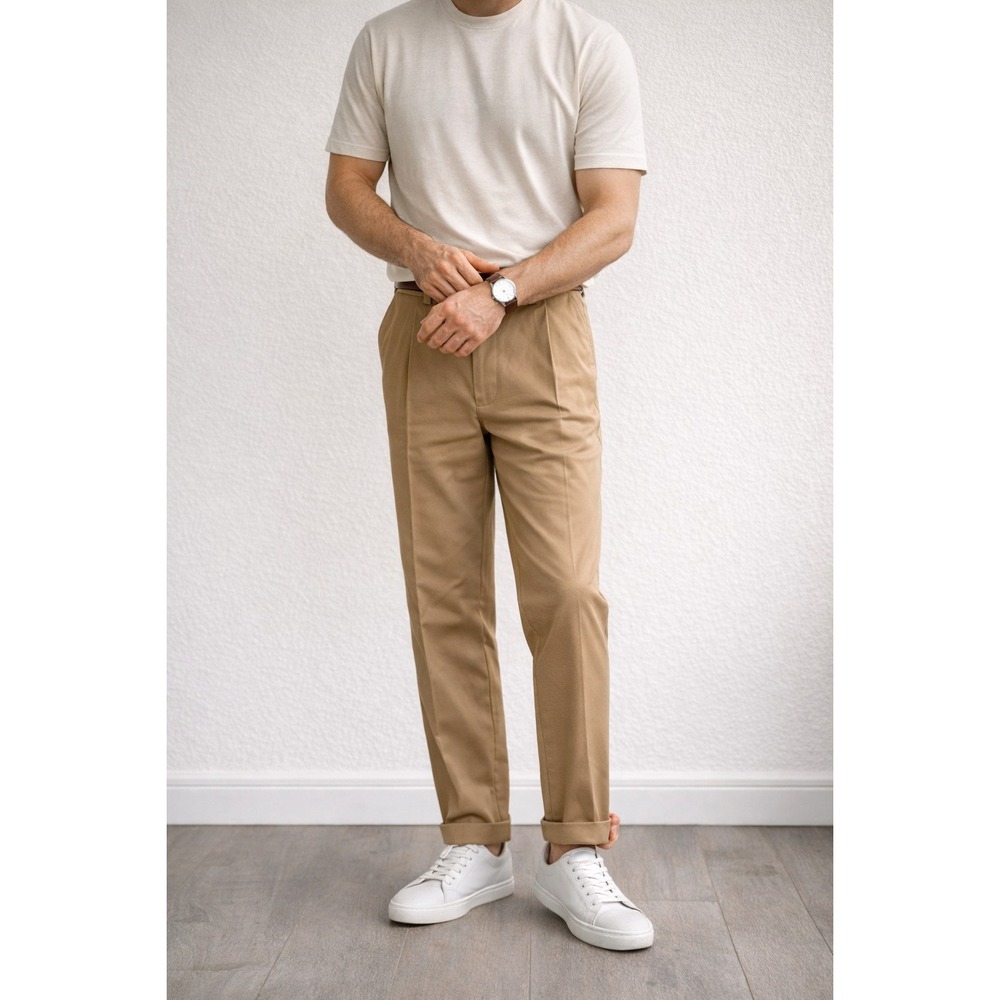 Dockers Men's Khaki Pleated Classic‎ Fit Pants Size 36x34 100% Cotton